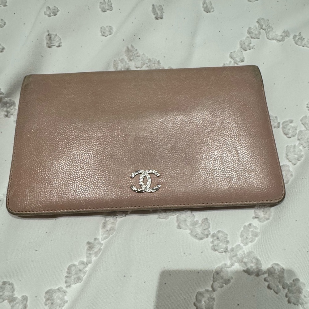 Authentic Chanel blush pink long wallet bifold